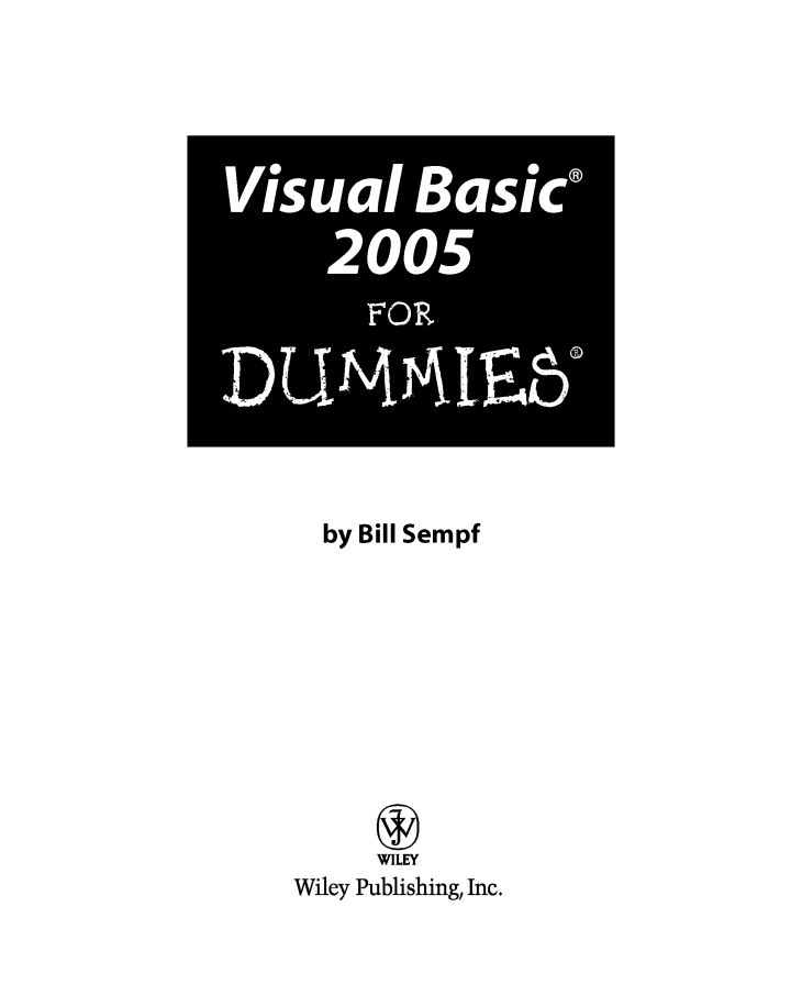 Visual Basic 2005 for dummies